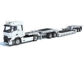 Truck With Lowbed Trailer Modèle 3D