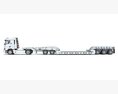 Truck With Lowbed Trailer 3D 모델  back view