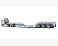 Truck With Lowbed Trailer 3Dモデル wire render