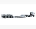 Truck With Lowbed Trailer 3D-Modell Seitenansicht