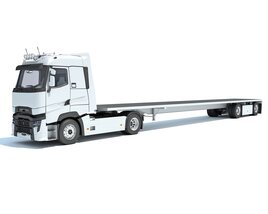 Two Axle Truck With Flatbed Trailer 3D模型