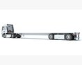 Two Axle Truck With Flatbed Trailer 3Dモデル wire render