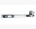 Two Axle Truck With Flatbed Trailer 3D-Modell Seitenansicht