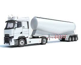 Two Axle Truck With Tank Trailer Modèle 3D