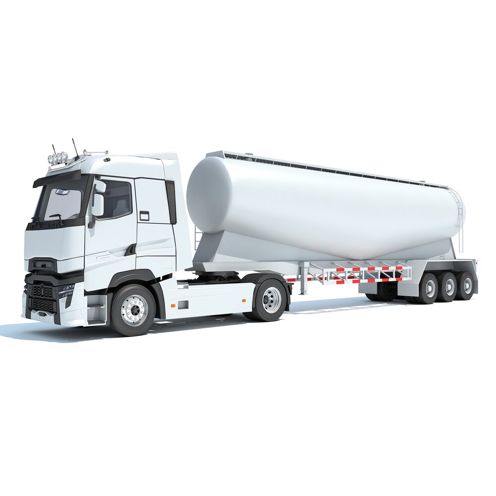 Two Axle Truck With Tank Trailer Modèle 3D