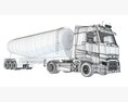 Two Axle Truck With Tank Trailer 3D 모델 