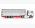 White Semi-Truck With Animal Transporter Trailer 3D модель