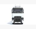 White Semi-Truck With Animal Transporter Trailer 3D 모델  front view