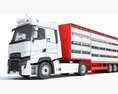 White Semi-Truck With Animal Transporter Trailer 3Dモデル