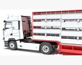 White Semi-Truck With Animal Transporter Trailer 3D 모델  dashboard