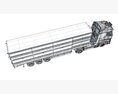 White Semi-Truck With Animal Transporter Trailer 3D 모델 