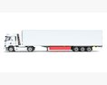 White Semi-Truck With Large Reefer Trailer 3D模型 后视图