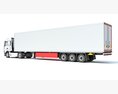 White Semi-Truck With Large Reefer Trailer 3D модель wire render