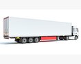 White Semi-Truck With Large Reefer Trailer 3D-Modell Seitenansicht