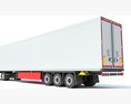 White Semi-Truck With Large Reefer Trailer 3D模型