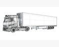 White Semi-Truck With Large Reefer Trailer 3D-Modell