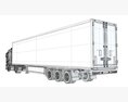 White Semi-Truck With Large Reefer Trailer 3D модель