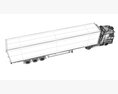 White Semi-Truck With Large Reefer Trailer 3D模型