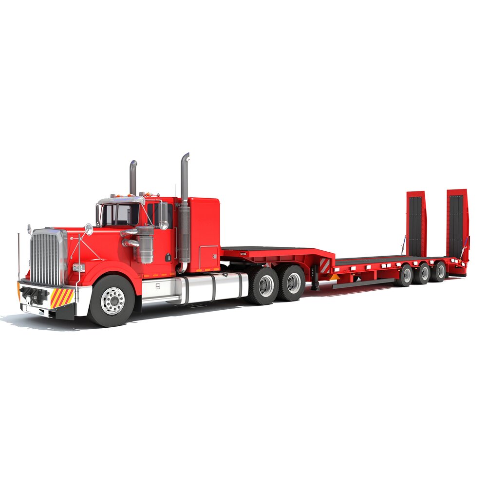 American Style Truck With Platform Trailer Modelo 3d