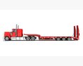 American Style Truck With Platform Trailer 3D модель back view