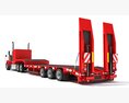 American Style Truck With Platform Trailer 3D 모델 