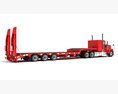 American Style Truck With Platform Trailer 3D 모델  side view