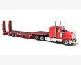American Style Truck With Platform Trailer 3Dモデル