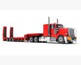 American Style Truck With Platform Trailer 3D模型 顶视图