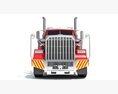 American Style Truck With Platform Trailer Modello 3D vista frontale