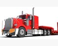 American Style Truck With Platform Trailer 3D 모델 