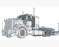 American Style Truck With Platform Trailer 3D模型