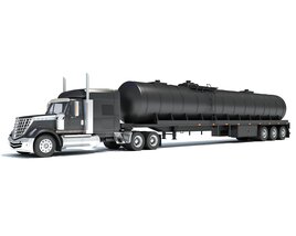 American Style Truck With Tank Semitrailer Modelo 3D