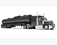 American Style Truck With Tank Semitrailer 3D 모델  top view