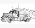 American Style Truck With Tank Semitrailer 3Dモデル