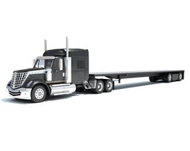 American Truck With Flatbed Trailer 3D-Modell