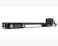 American Truck With Flatbed Trailer 3D模型 侧视图