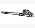 American Truck With Flatbed Trailer Modello 3D