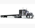 American Truck With Flatbed Trailer 3D 모델  top view