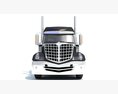American Truck With Flatbed Trailer 3D-Modell Vorderansicht