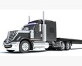 American Truck With Flatbed Trailer 3Dモデル