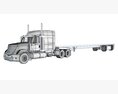 American Truck With Flatbed Trailer 3Dモデル