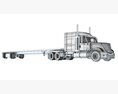 American Truck With Flatbed Trailer 3D模型