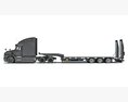 Black Truck With Platform Trailer 3Dモデル 後ろ姿