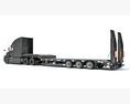 Black Truck With Platform Trailer 3Dモデル wire render