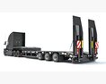 Black Truck With Platform Trailer Modèle 3d