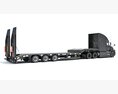 Black Truck With Platform Trailer 3Dモデル side view