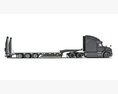 Black Truck With Platform Trailer 3d model