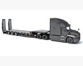 Black Truck With Platform Trailer 3D模型