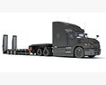 Black Truck With Platform Trailer 3D模型 顶视图