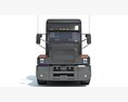 Black Truck With Platform Trailer 3d model front view